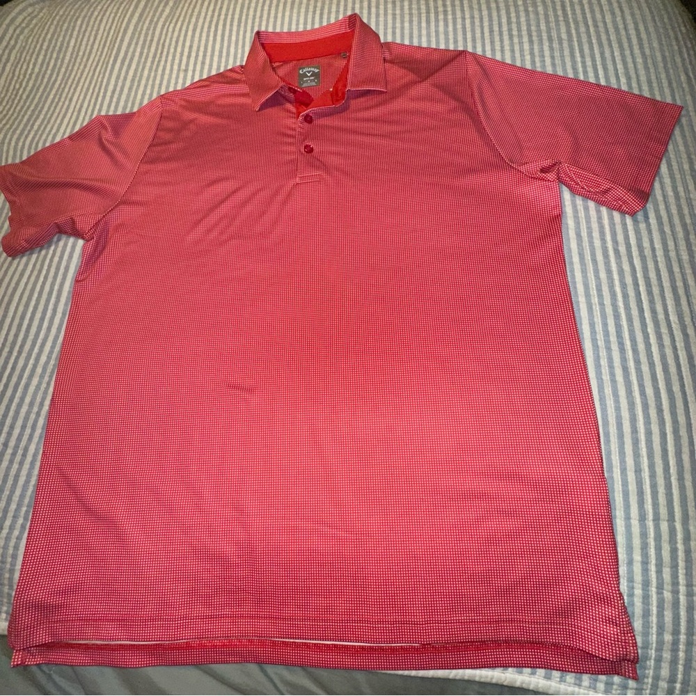 Callaway Red Gingham Pattern Polo‎ Large